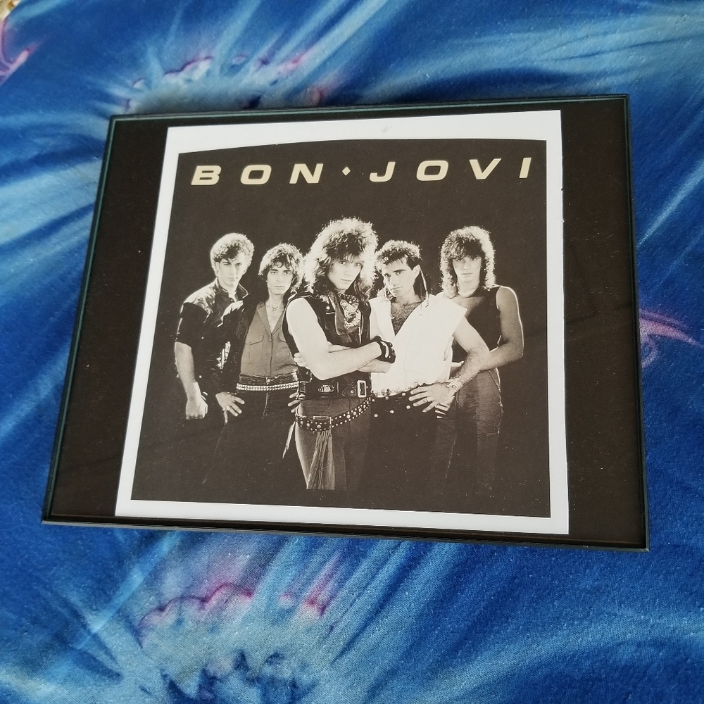 Bon Jovi Rock and Roll Wall Decor Living On A Prayer Guitar Music Framed